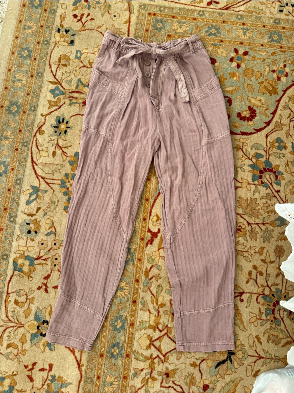 Free People Mauve Wide-Leg Utility Pants - Lightweight Comfort